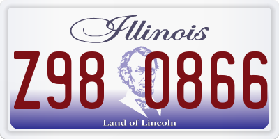 IL license plate Z980866