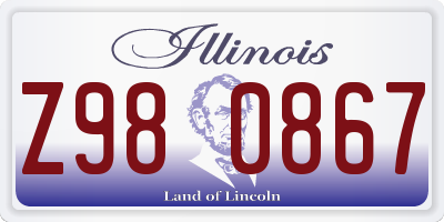 IL license plate Z980867