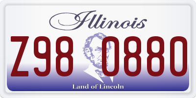 IL license plate Z980880