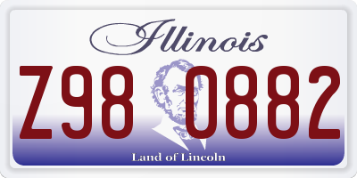 IL license plate Z980882