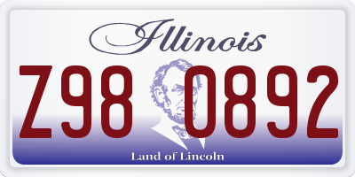 IL license plate Z980892