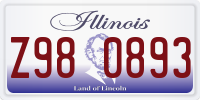 IL license plate Z980893