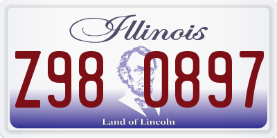 IL license plate Z980897