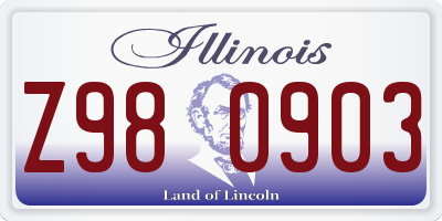 IL license plate Z980903