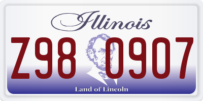 IL license plate Z980907