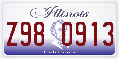 IL license plate Z980913