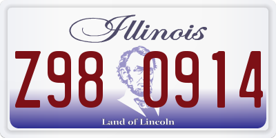 IL license plate Z980914