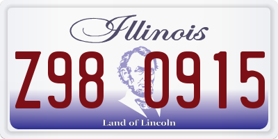 IL license plate Z980915