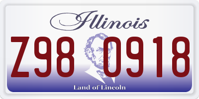 IL license plate Z980918