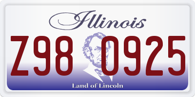 IL license plate Z980925