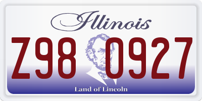IL license plate Z980927