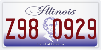 IL license plate Z980929