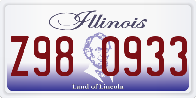 IL license plate Z980933