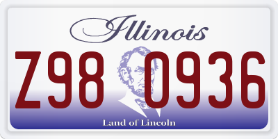 IL license plate Z980936