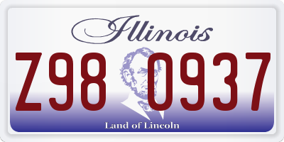 IL license plate Z980937