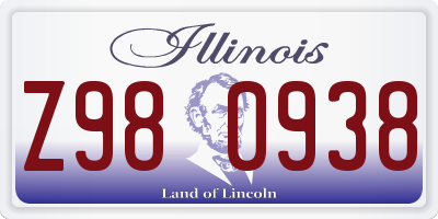 IL license plate Z980938