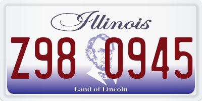 IL license plate Z980945