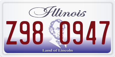 IL license plate Z980947