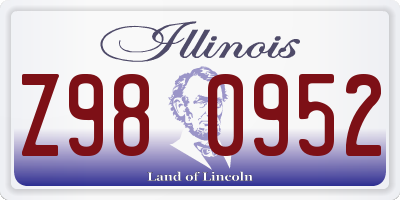 IL license plate Z980952
