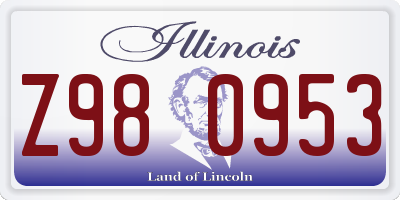 IL license plate Z980953