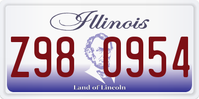 IL license plate Z980954