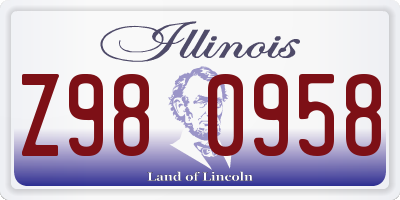 IL license plate Z980958