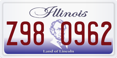IL license plate Z980962
