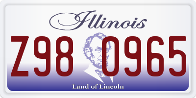 IL license plate Z980965
