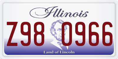 IL license plate Z980966