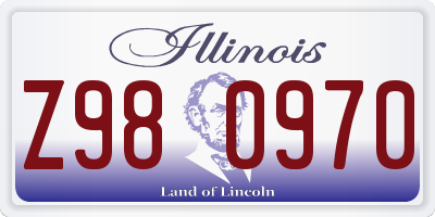 IL license plate Z980970