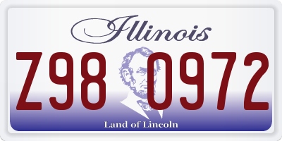 IL license plate Z980972