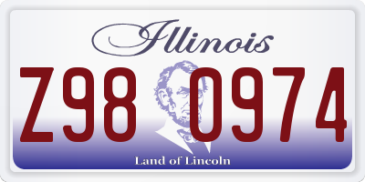 IL license plate Z980974