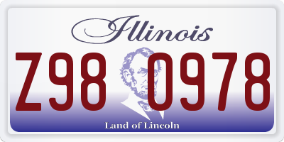 IL license plate Z980978
