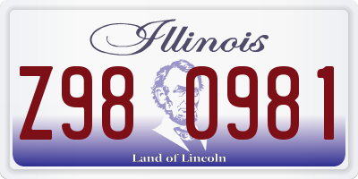 IL license plate Z980981