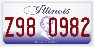 IL license plate Z980982