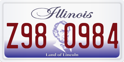 IL license plate Z980984