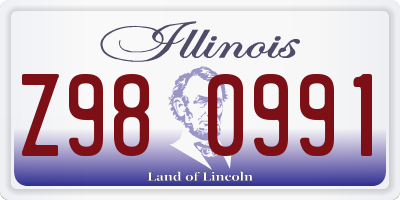 IL license plate Z980991