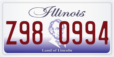 IL license plate Z980994