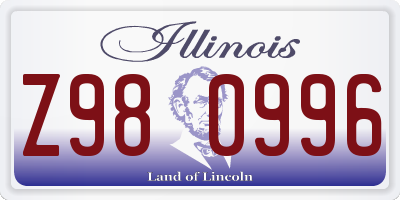 IL license plate Z980996