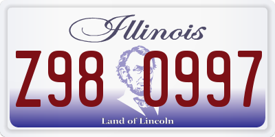 IL license plate Z980997