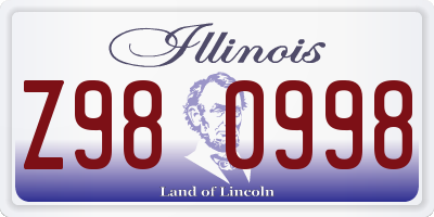 IL license plate Z980998