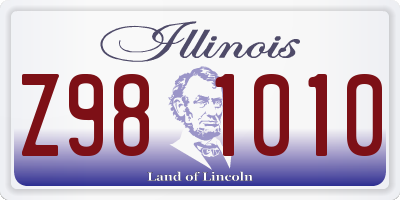 IL license plate Z981010