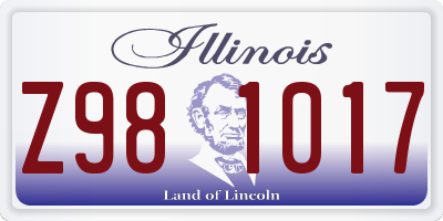 IL license plate Z981017