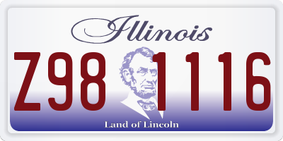 IL license plate Z981116