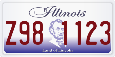 IL license plate Z981123