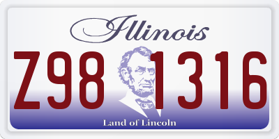 IL license plate Z981316