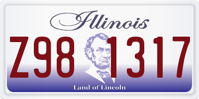 IL license plate Z981317