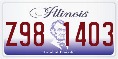 IL license plate Z981403