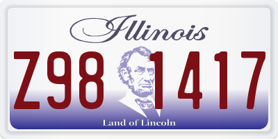 IL license plate Z981417