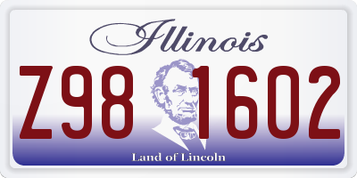 IL license plate Z981602